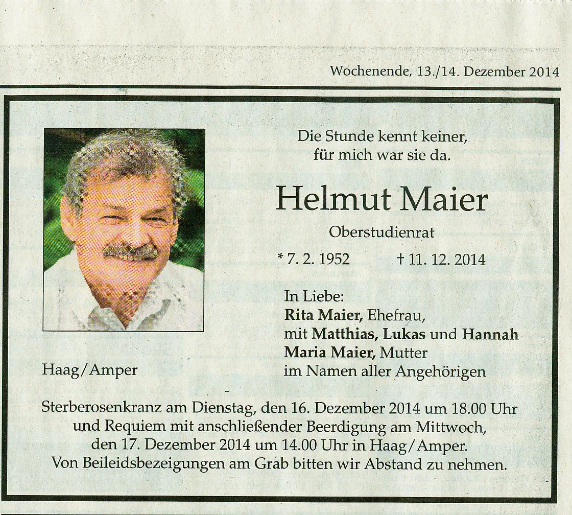 Nachruf Helmut Maier